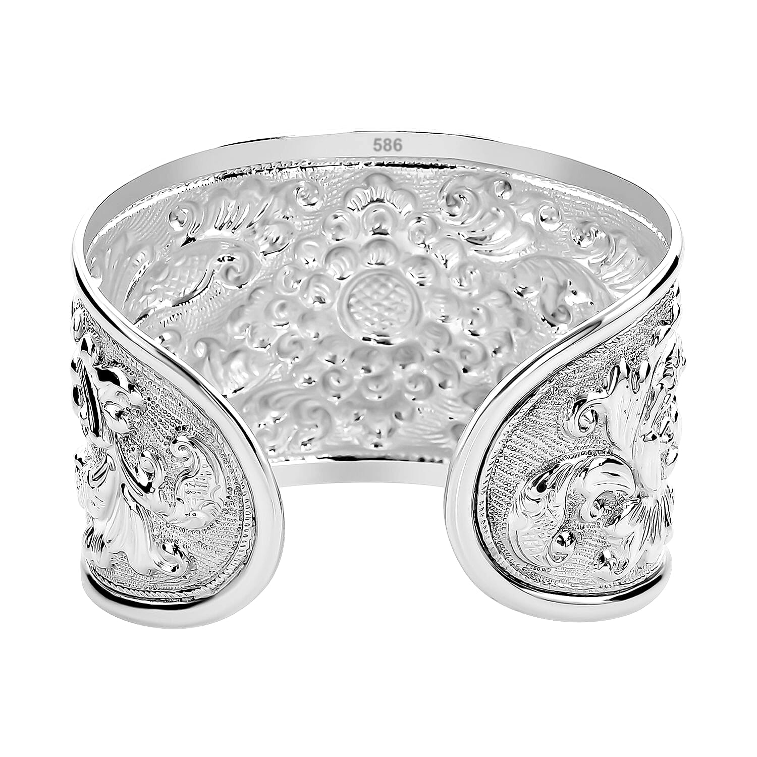 Royal Bali Collection - Sterling Silver Handmade Cuff Bangle (Size 7.5), Silver Wt. 28.95 Gms.