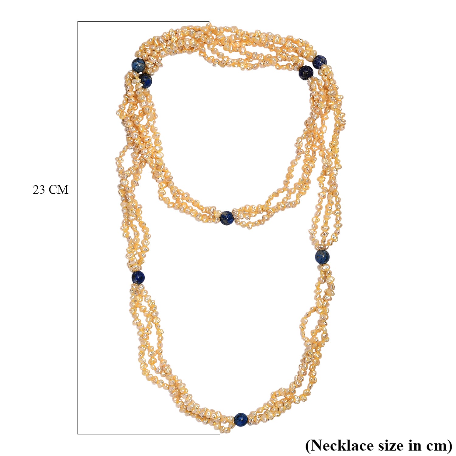 Yellow Dyed Pearl & Sodalite Stone Endless Necklace 280.00 Ct.