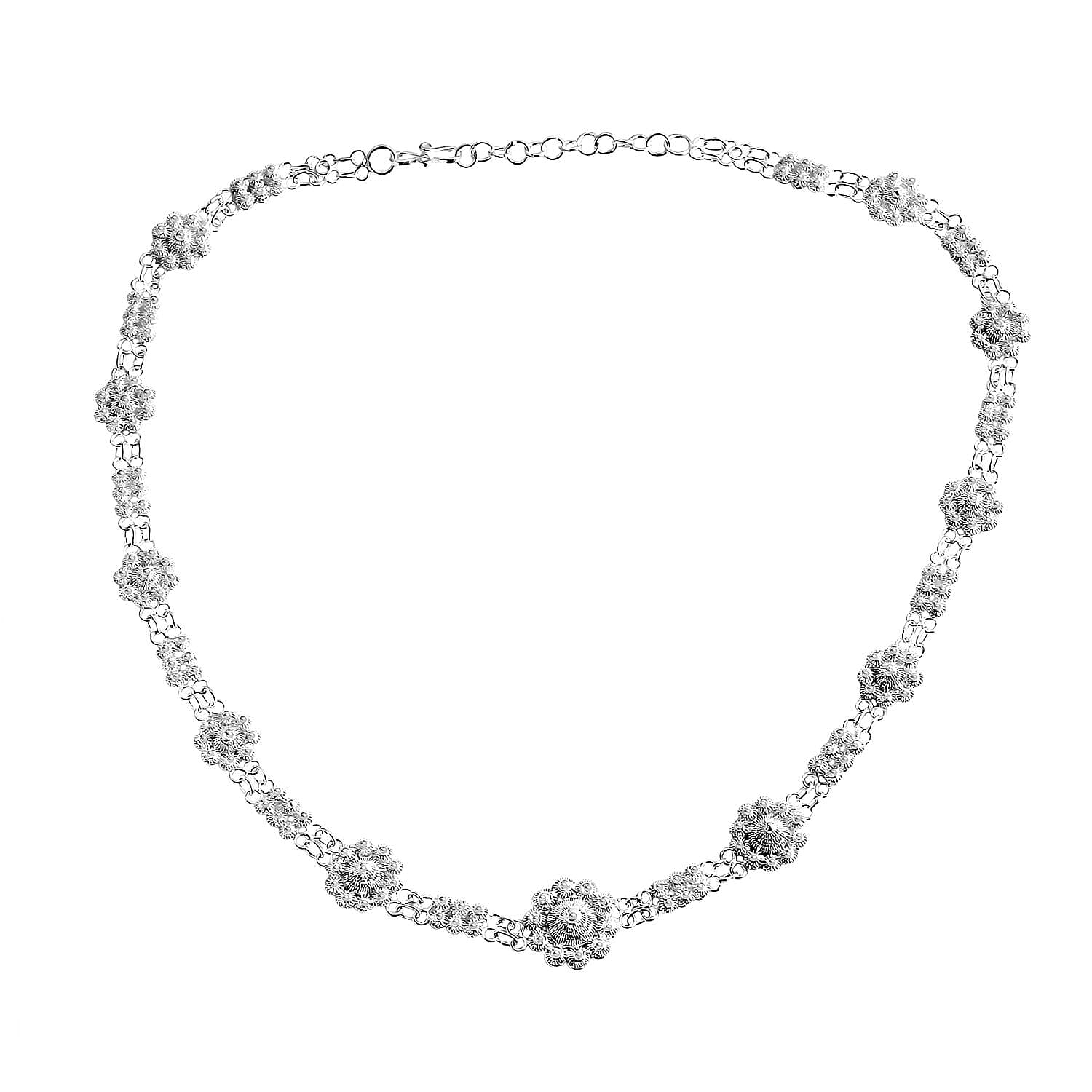 Royal Bali Tarakasi Collection - Sterling Silver Necklace (Size 18 - 1 Ext), Silver Wt. 20.10 Gms.