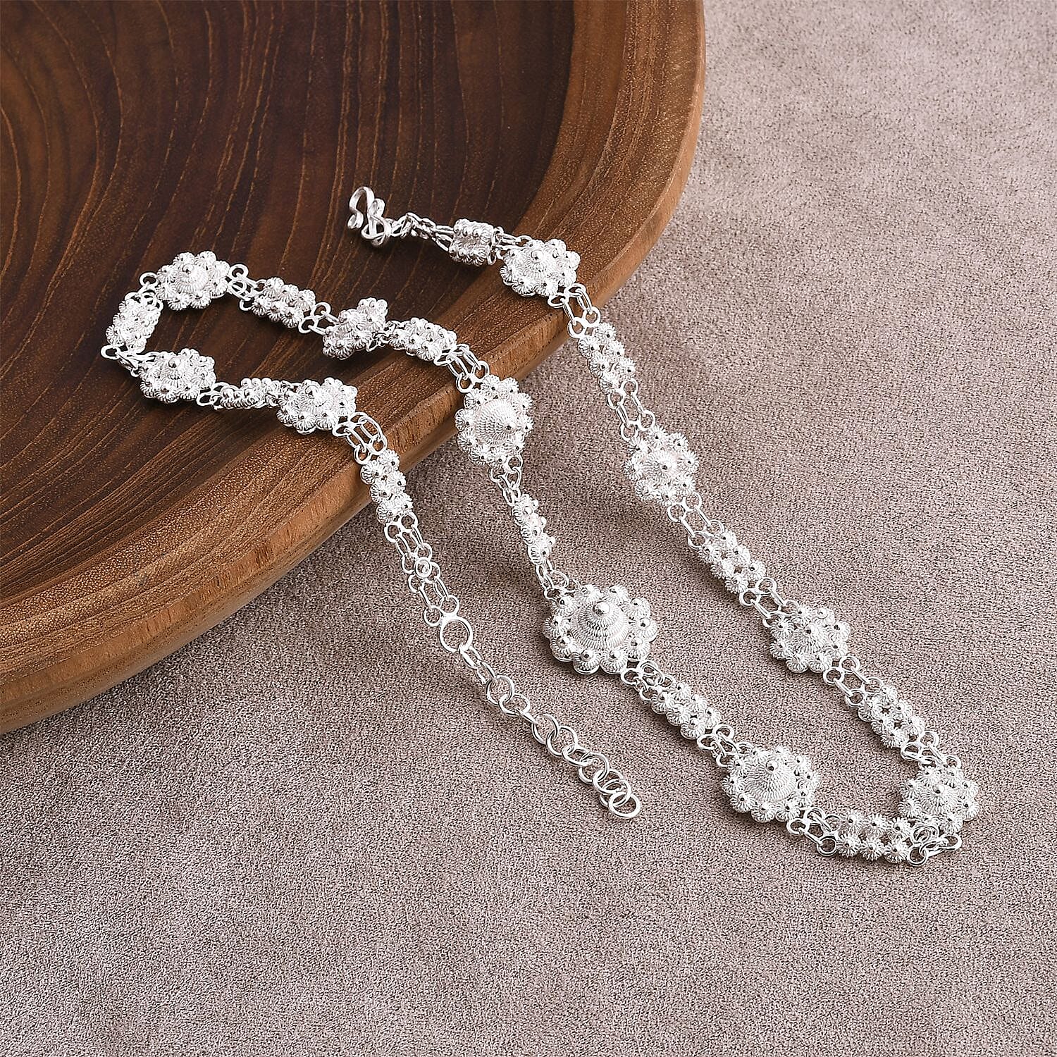 Royal Bali Tarakasi Collection - Sterling Silver Necklace (Size 18 - 1 Ext), Silver Wt. 20.10 Gms.