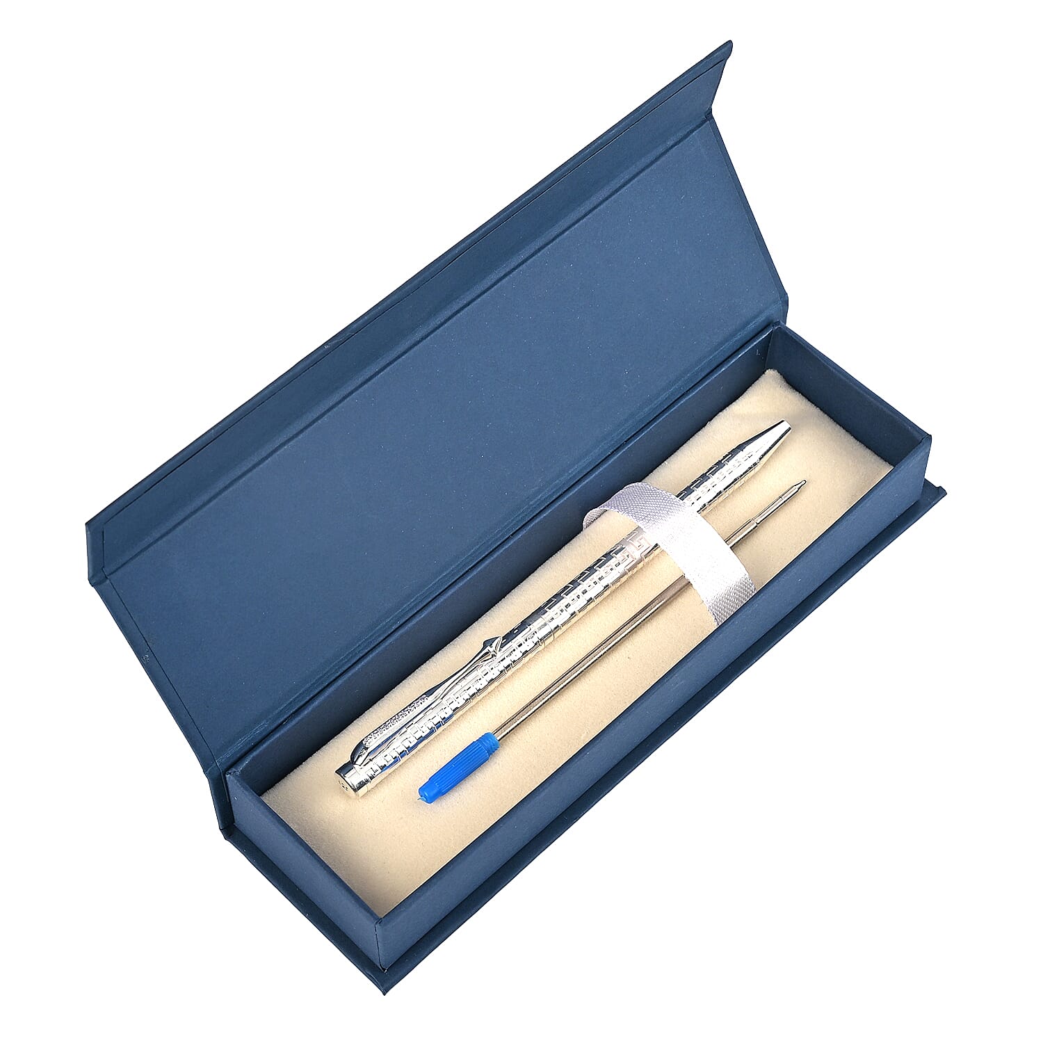 Luxuriant Lab Grown (SI G-H) Diamond Pen, 925 Silver,  9g, Roller Ballpoint Pen with 1 Extra Refill