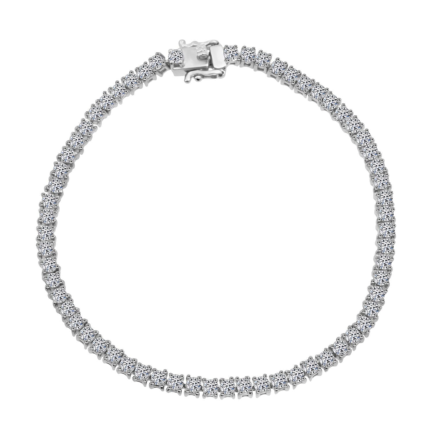 Luxuriant Lab Grown Diamond (SI-GH) Bracelet (Size 7.5) in Rhodium Overlay Sterling Silver 5.00 Ct