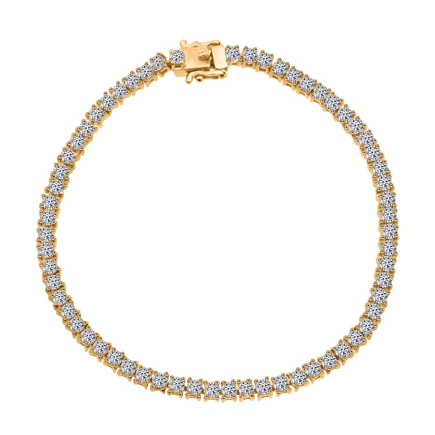 Luxuriant Lab Grown Diamond (SI-GH) Bracelet (Size 7.5) in 18K Vermeil Yellow Gold Plated Sterling Silver 5.00 Ct
