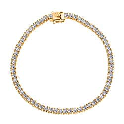 LUXURIANT 5 Ct. Lab Grown Diamond Tennis Bracelet (Size - 7.5) with Box Clasp in 18K YG Vermeil Over Sterling Silver