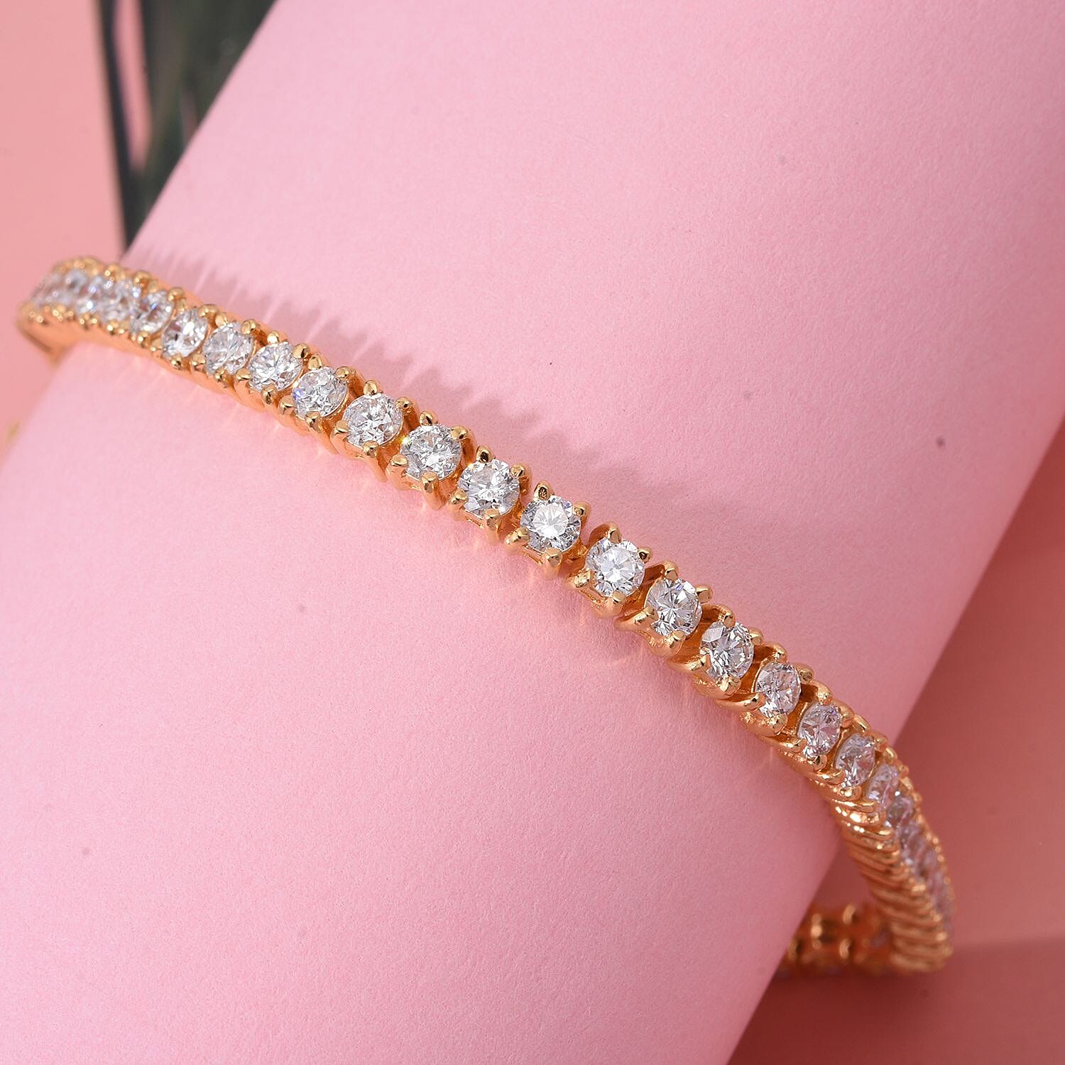 Luxuriant Lab Grown Diamond (SI-GH) Bracelet (Size 7.5) in 18K Vermeil Yellow Gold Plated Sterling Silver 5.00 Ct