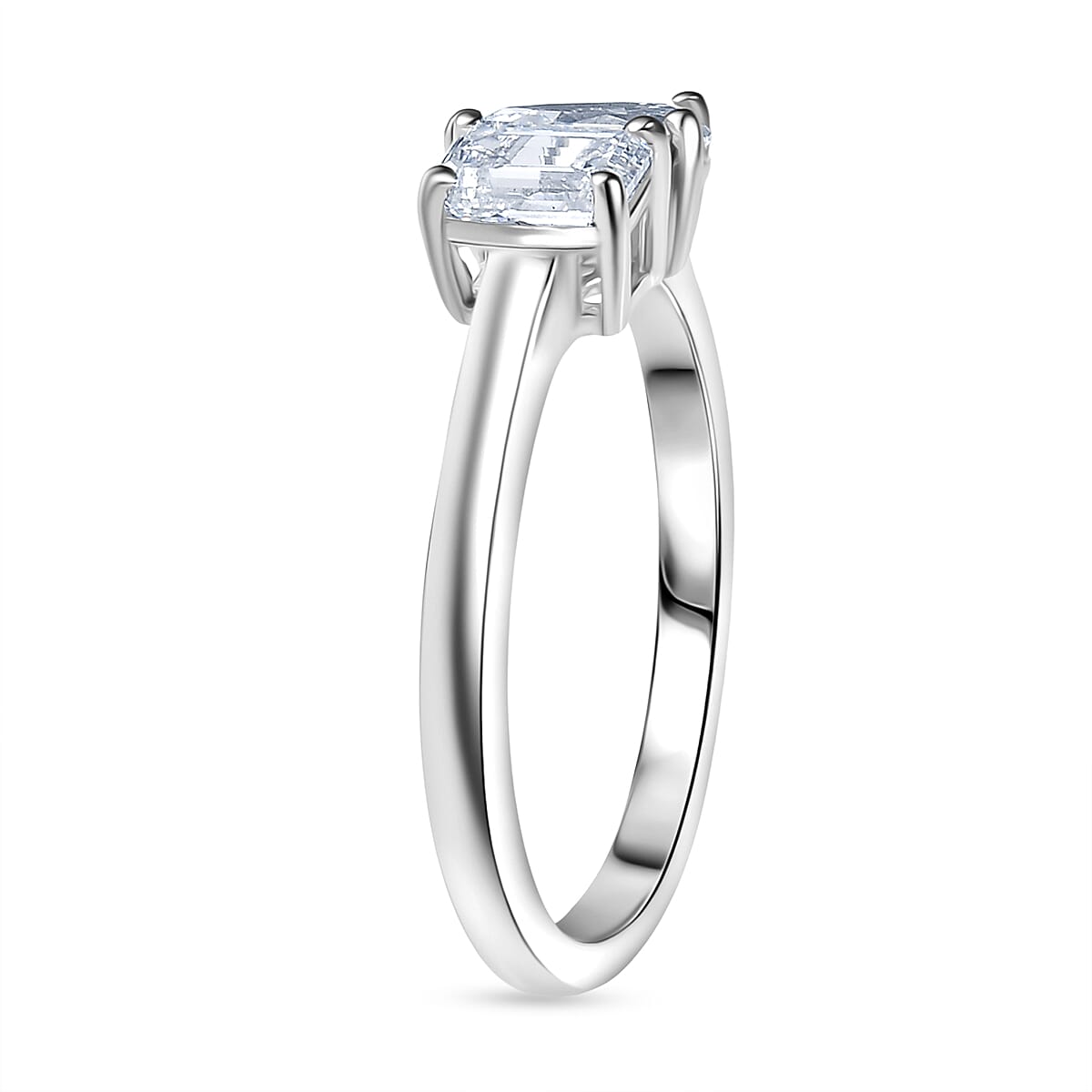 Luxuriant Toi Et Moi Lab Grown Diamond (VS-EF) Ring in Rhodium Overlay Sterling Silver 1.04 Ct.