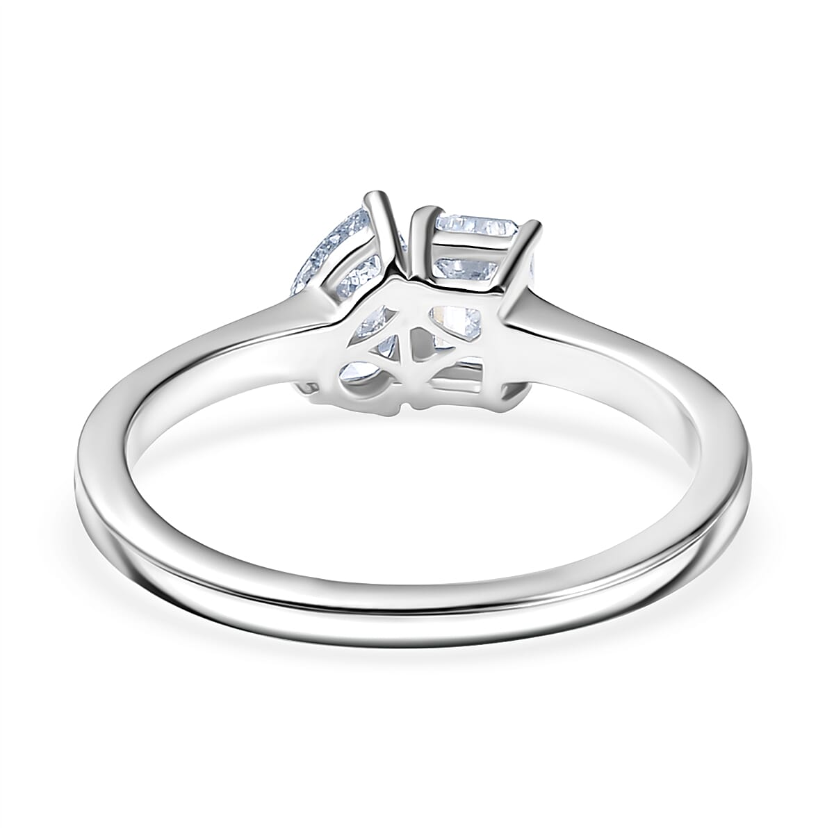 Luxuriant Toi Et Moi Lab Grown Diamond (VS-EF) Ring in Rhodium Overlay Sterling Silver 1.04 Ct.
