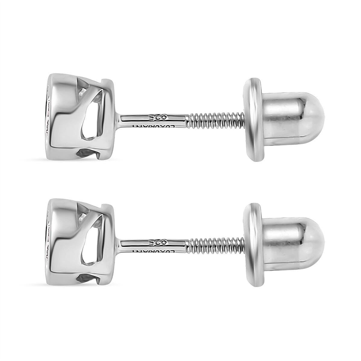 Luxuriant - Lab Grown Diamond (SI-GH) Solitaire Stud Earring with Screw Back in Rhodium Overlay Sterling Silver 0.50 Ct.