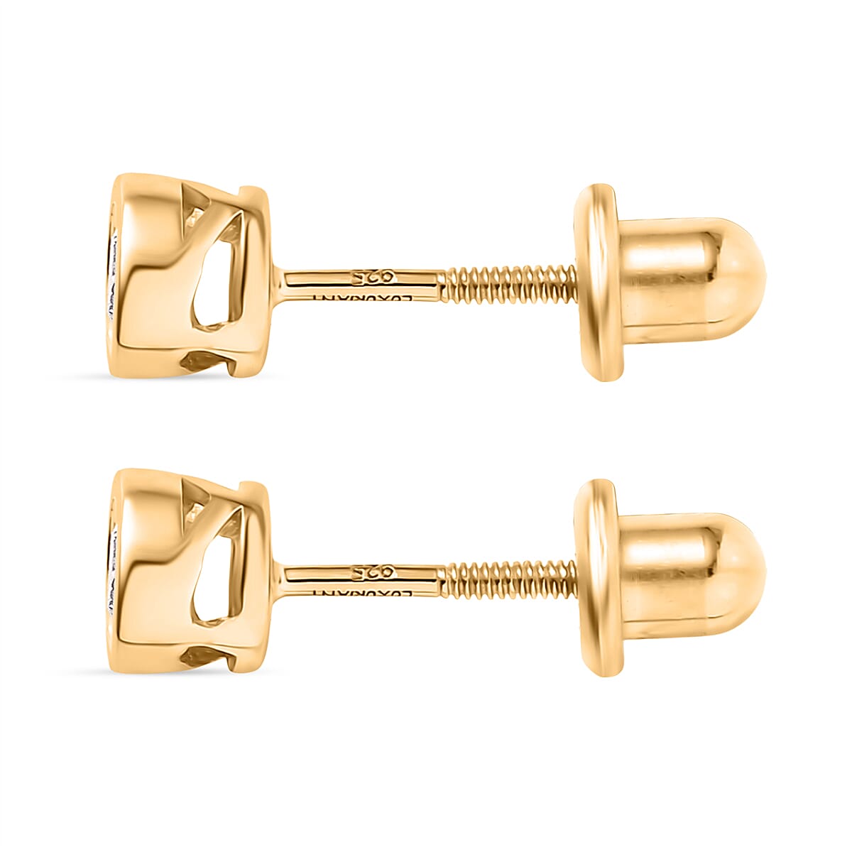 Luxuriant Lab Grown Diamond (SI-GH) Solitaire Stud Earring with Screw Back in 18K Vermeil Yellow Gold Plated Sterling Silver 0.51 Ct.