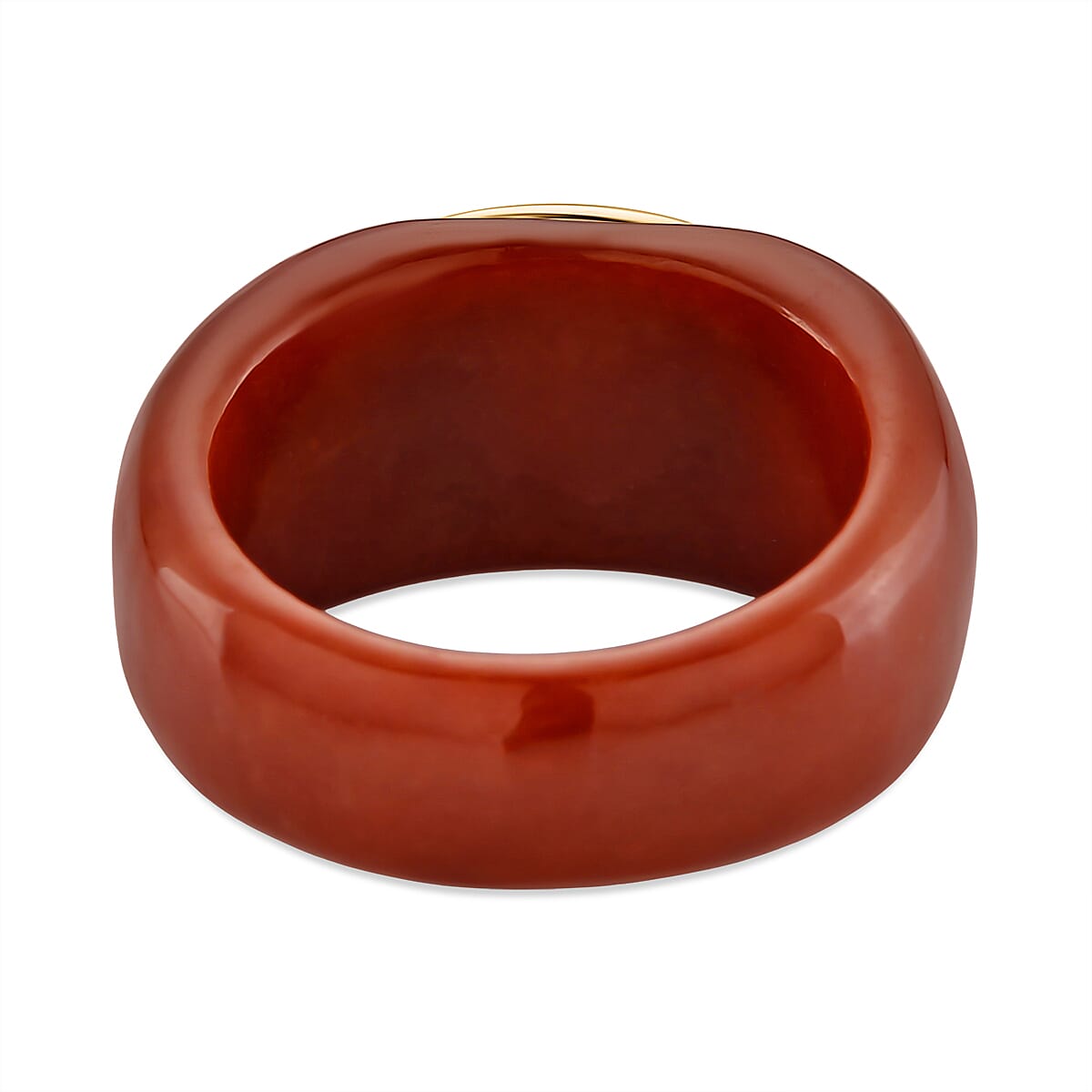 D'Joy White Mabe Pearl & Enhanced Red Jade Ring in Rhodium Overlay Sterling Silver 35.49 Ct.