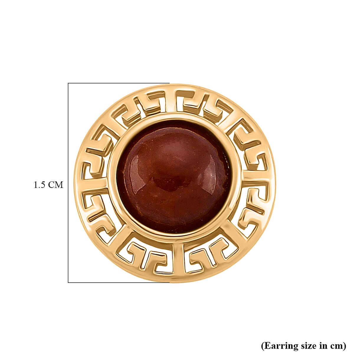 D'Joy Enhanced Red Jade Solitaire Stud Push Post Earring in Yellow Gold Plated Sterling Silver 5.00 Ct.