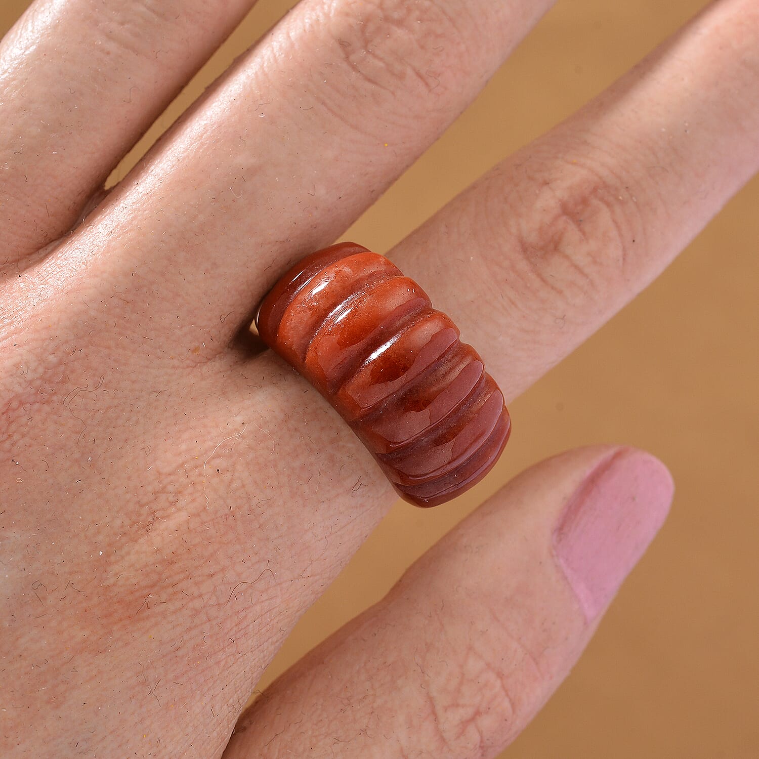 D'Joy Enhanced Red Jade Ring in Rhodium Overlay Sterling Silver 28.50 Ct.