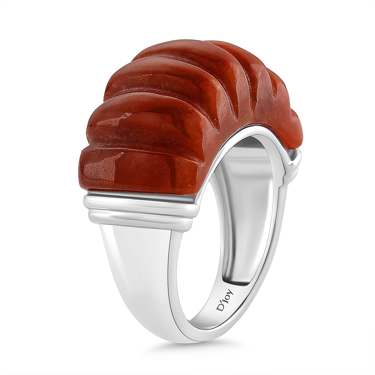 D'Joy Enhanced Red Jade Ring in Rhodium Overlay Sterling Silver 28.50 Ct.