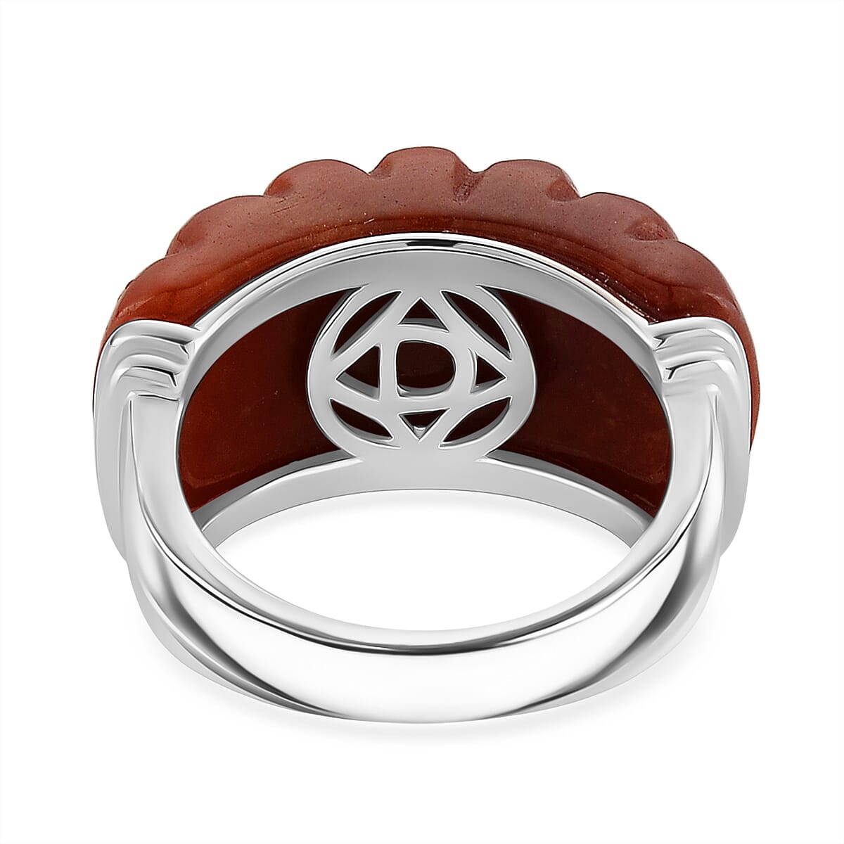 D'Joy Enhanced Red Jade Ring in Rhodium Overlay Sterling Silver 28.50 Ct.