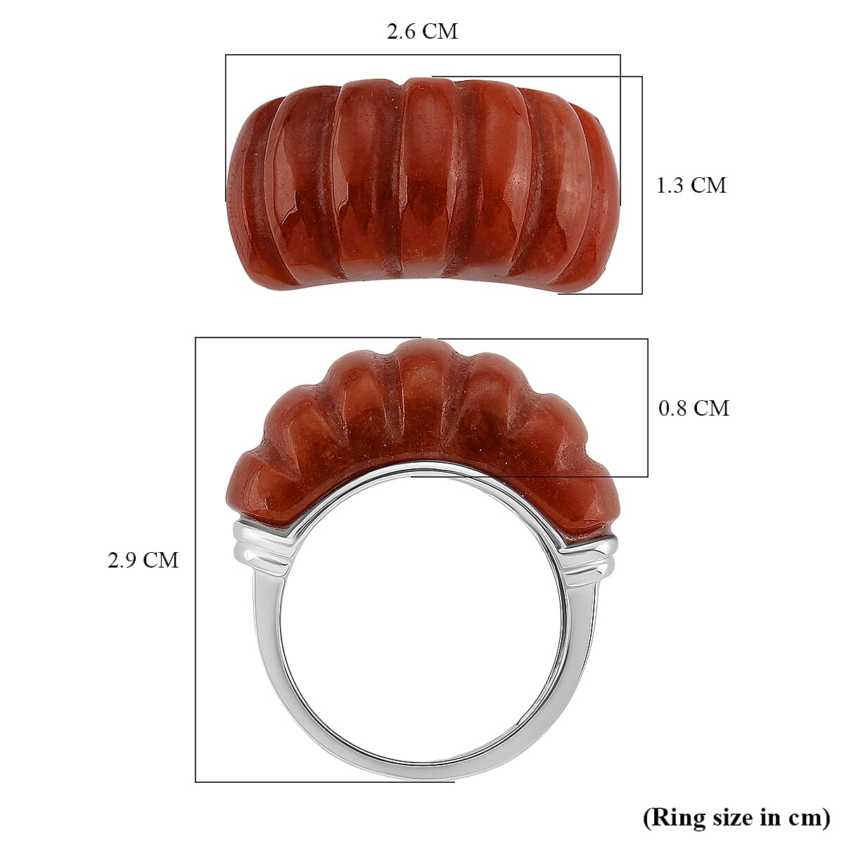 D'Joy Enhanced Red Jade Ring in Rhodium Overlay Sterling Silver 28.50 Ct.