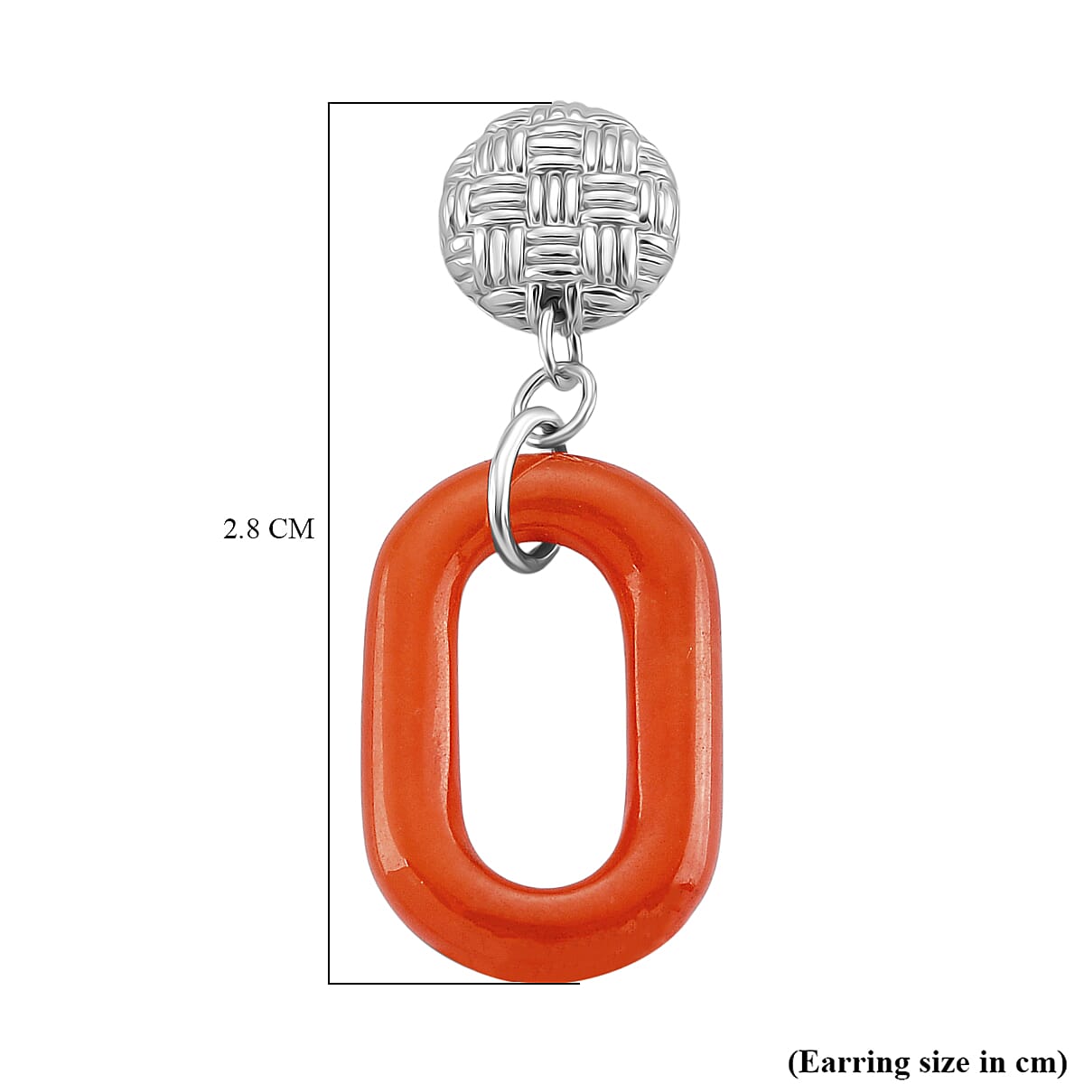 D'Joy Enhanced Red Jade Earring with Push Back in Rhodium Overlay Sterling Silver 21.72 Ct.