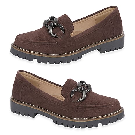 Adeline Ladies' Trendy Loafers With Padded Insole (Size 5) - Chocolate