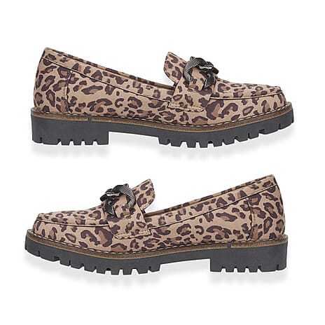 Adeline Ladies' Trendy Loafers With Padded Insole (Size 6) - Leopard