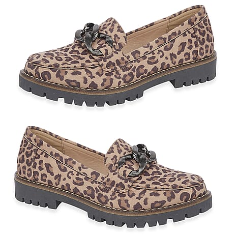 Adeline Ladies' Trendy Loafers With Padded Insole (Size 8) - Leopard