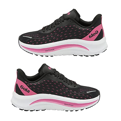 Gola Performance Alzir Speed Running Trainers, Black-Hot Pink (Size 3)