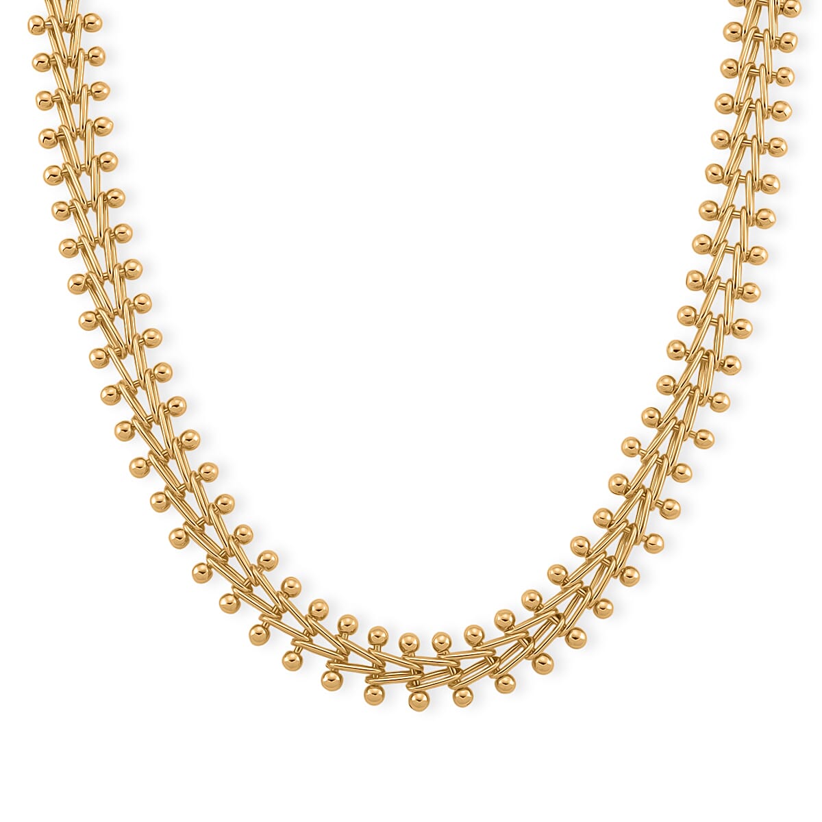 Beaded Necklace (Size - 18-2 Ext) in Yellow Gold Tone