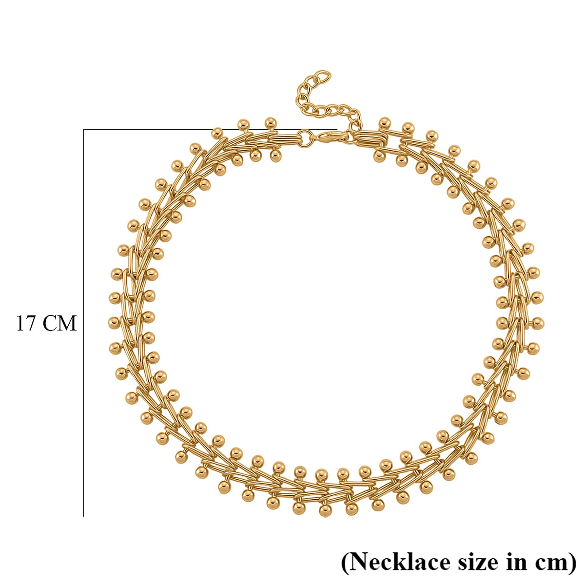 Beaded Necklace (Size - 18-2 Ext) in Yellow Gold Tone
