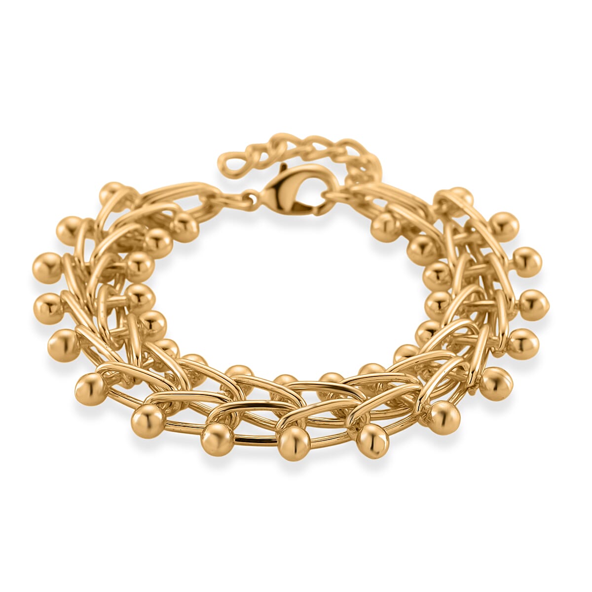 Beaded Bracelet (Size - 7.25-1 Ext) in Yellow Gold Tone