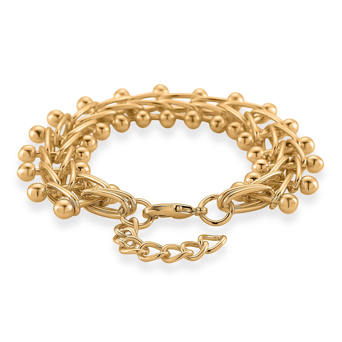 Beaded Bracelet (Size - 7.25-1 Ext) in Yellow Gold Tone