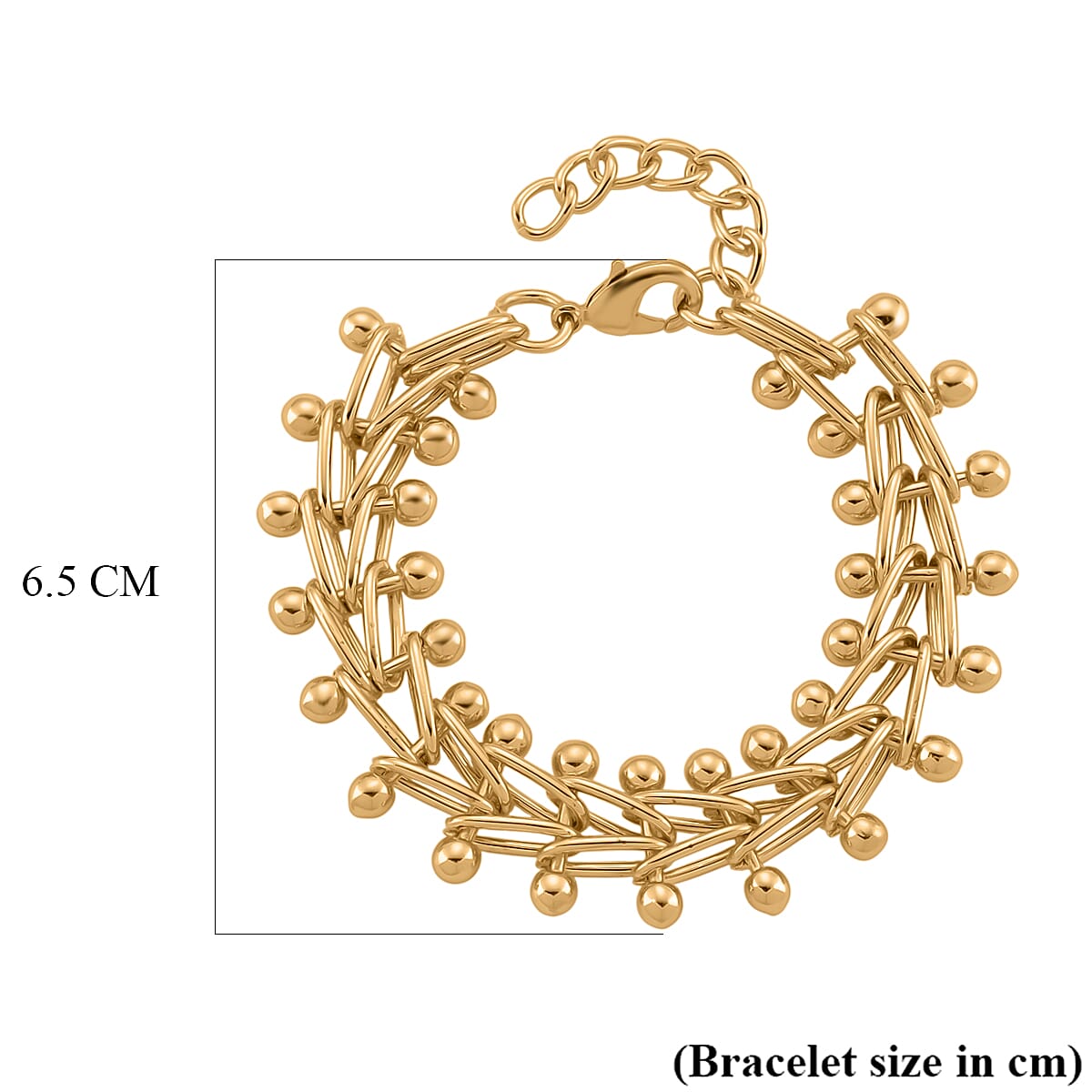 Beaded Bracelet (Size - 7.25-1 Ext) in Yellow Gold Tone
