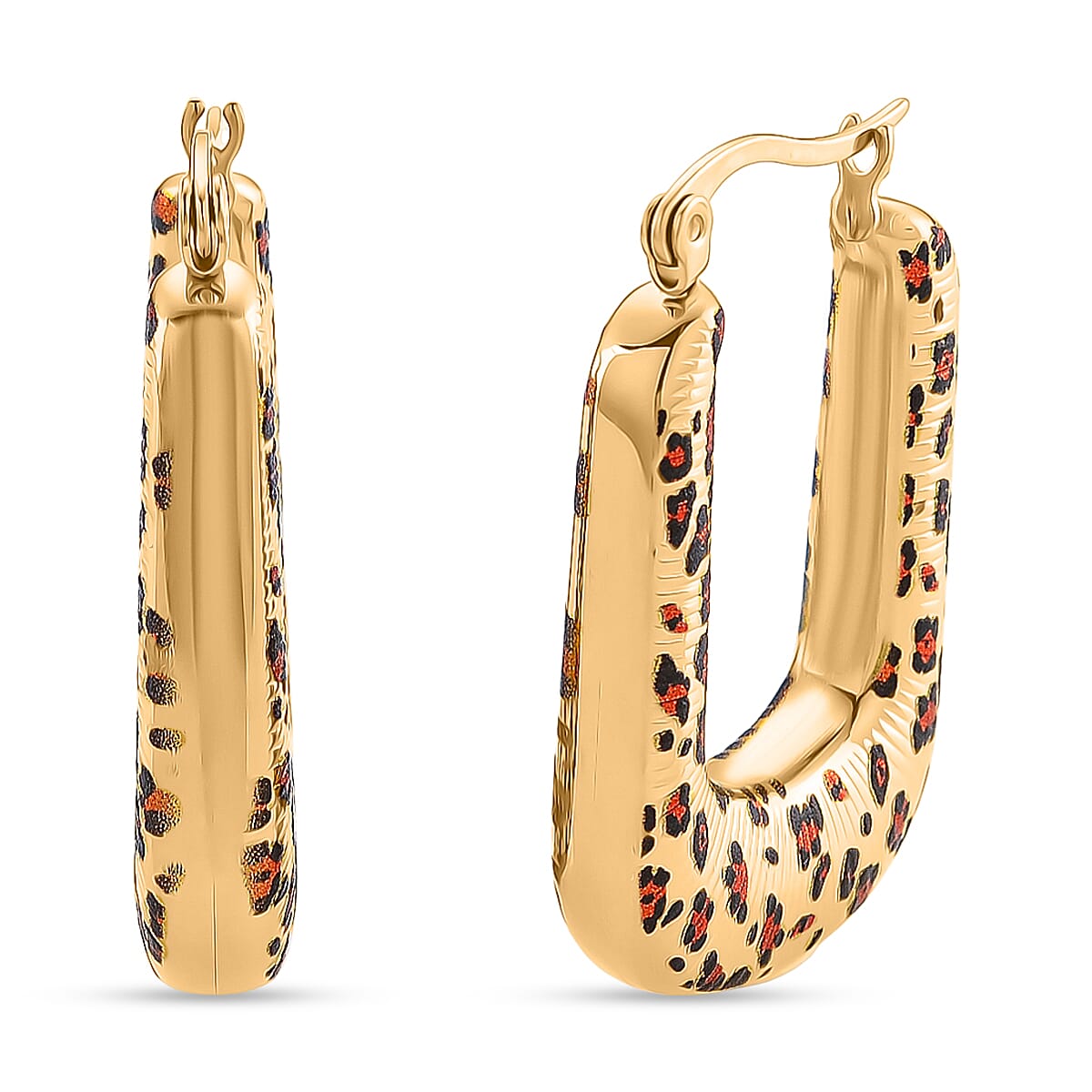 Designer Inspired- Leopard Print J Hoop Half Hoop Earring