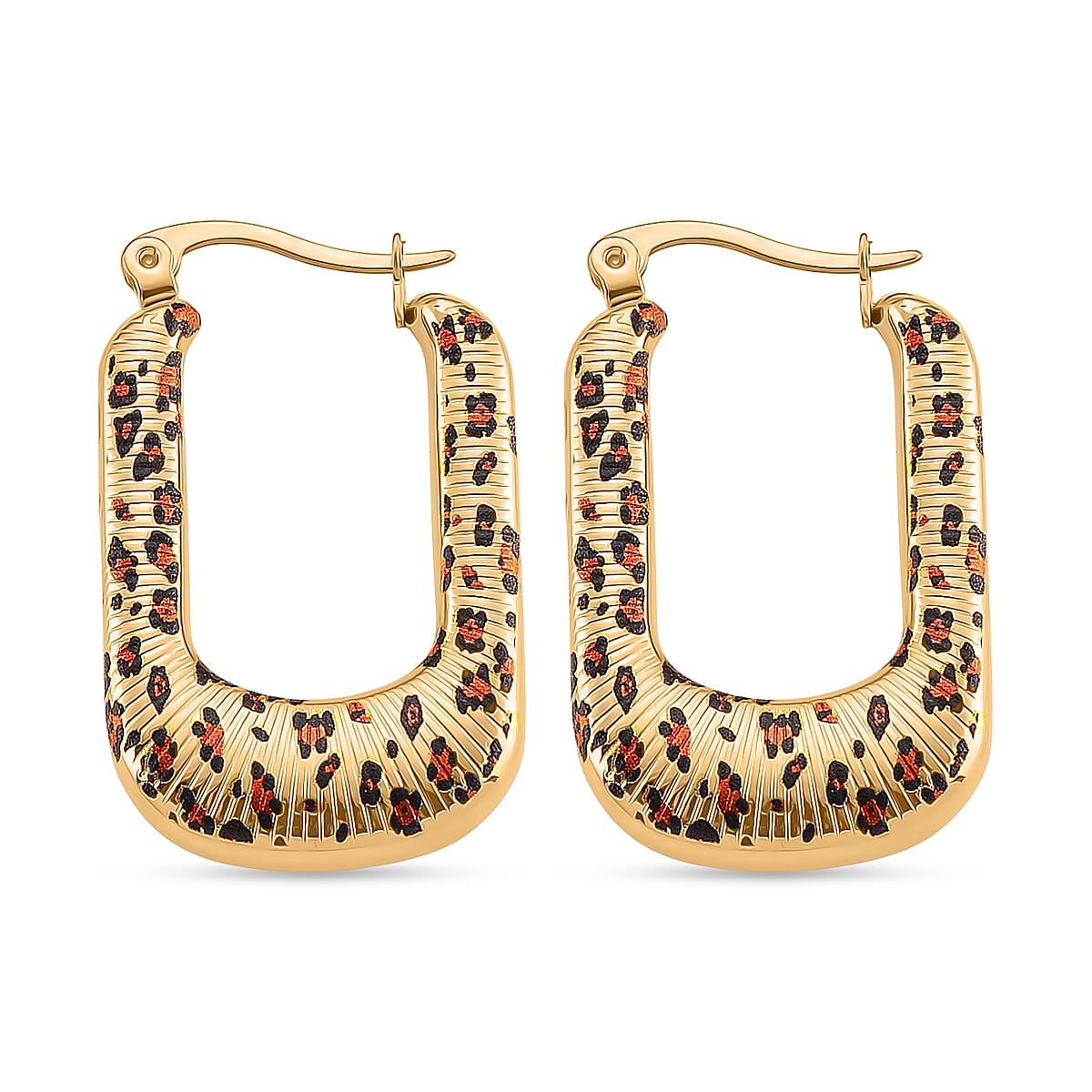 Designer Inspired- Leopard Print J Hoop Half Hoop Earring