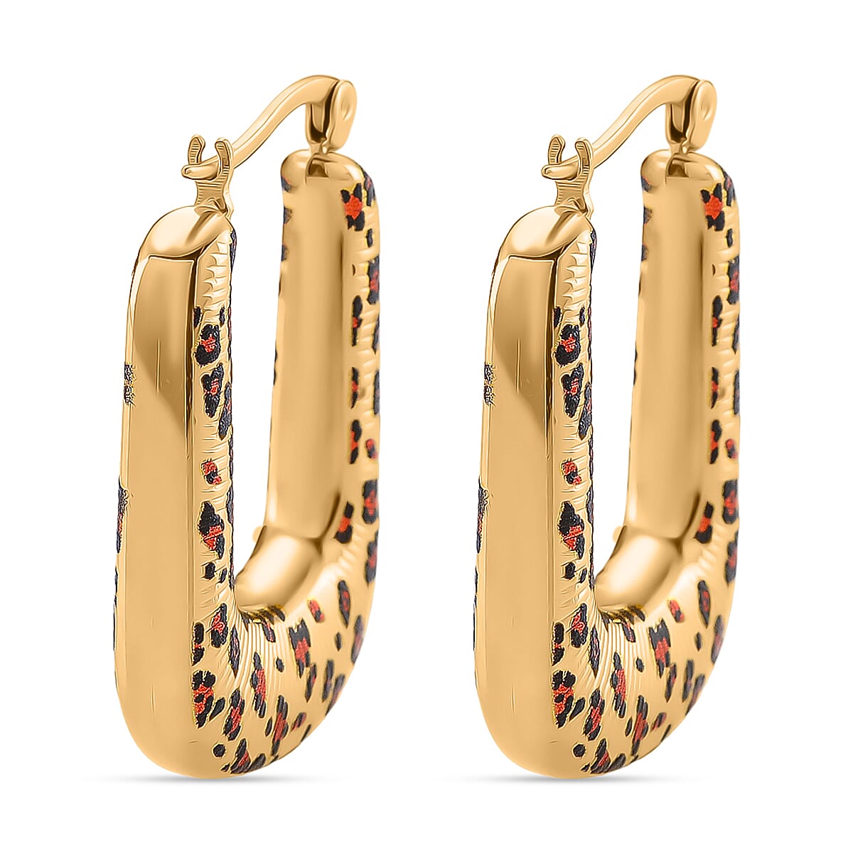 Designer Inspired- Leopard Print J Hoop Half Hoop Earring