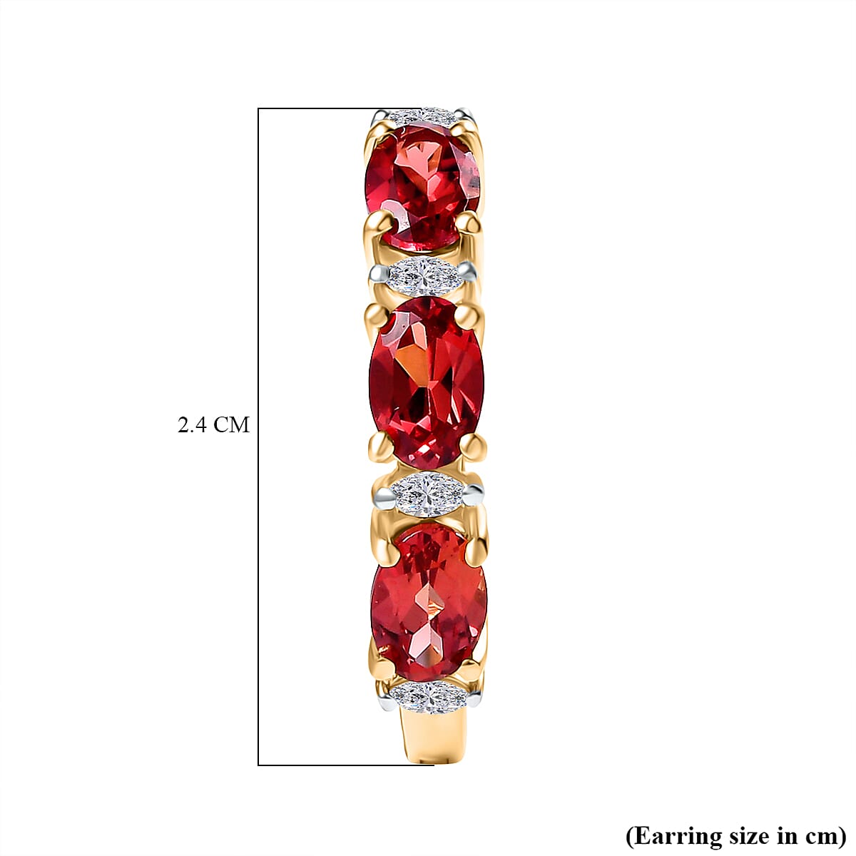 D'Joy Lab Grown Padparadscha Sapphire & Moissanite Full Hoop Earring in 18K Yellow Gold Plating Sterling Silver 3.95 Ct.