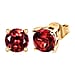 D'Joy Lab Grown Padparadscha Sapphire Solitaire Stud Push Post Earring in Platinum Overlay Sterling Silver 3.72 Ct.