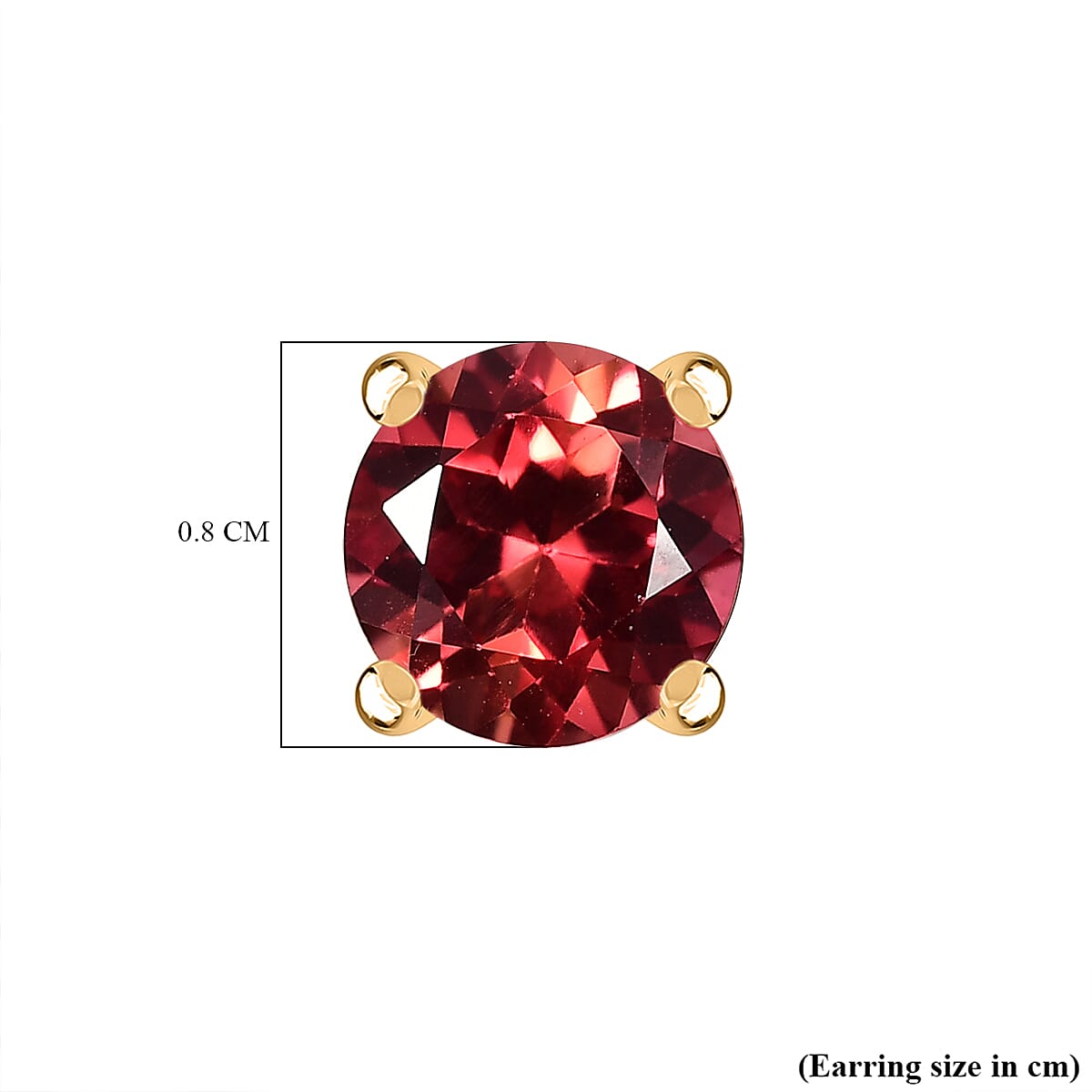 D'Joy Lab Grown Padparadscha Sapphire Solitaire Stud Push Post Earring in 18K Yellow Gold Plated Sterling Silver 3.72 Ct.