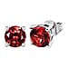 D'Joy Lab Grown Padparadscha Sapphire Solitaire Stud Push Post Earring in Platinum Overlay Sterling Silver 3.72 Ct.