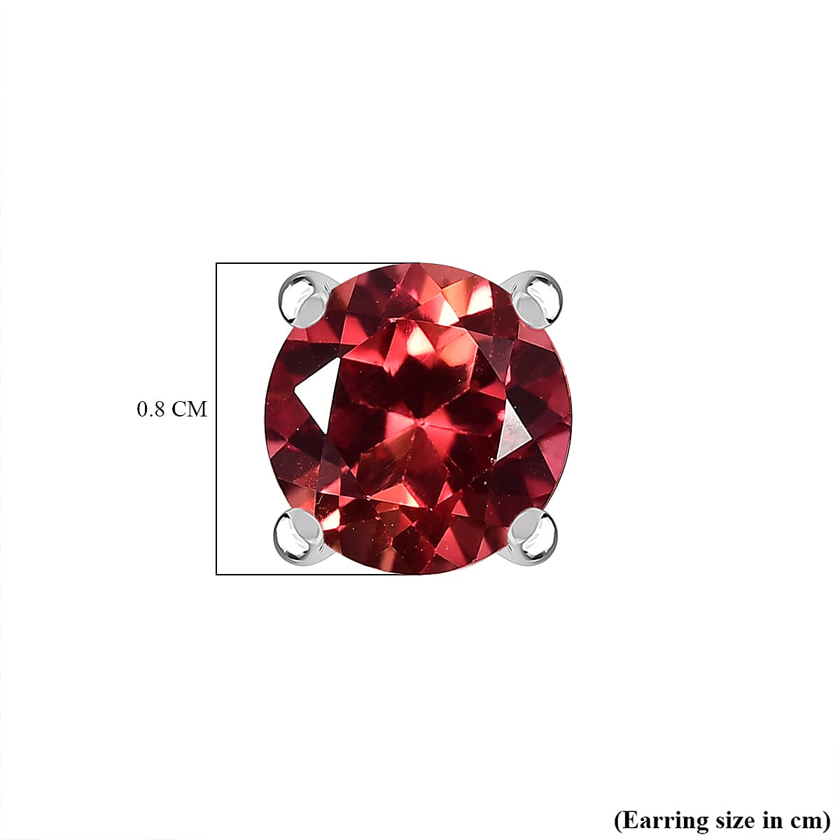 D'Joy Lab Grown Padparadscha Sapphire Solitaire Stud Push Post Earring in Platinum Overlay Sterling Silver 3.72 Ct.