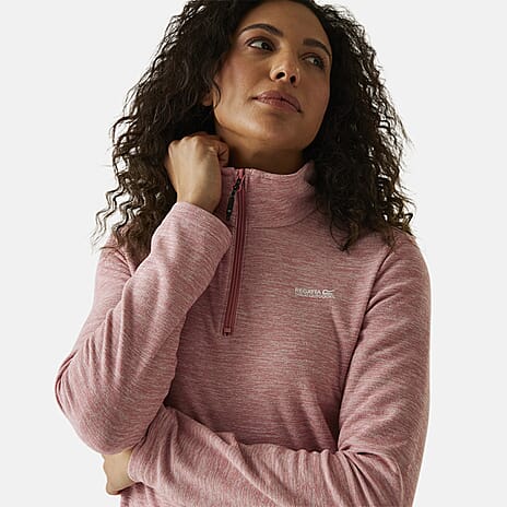 Regatta Womens Marl Half Zip Fleece Sweatshirt (Size 16) - Dusty Rose