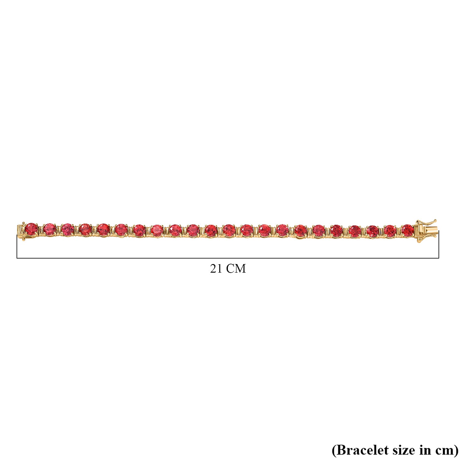 D'Joy Lab Grown Padparadscha Sapphire Linking Bracelet (Size 7.5) with GB Lock Box in 18K Vermeil Yellow Gold Plated Sterling Silver 27.11 Ct, Silver Wt. 14.10 Gms.