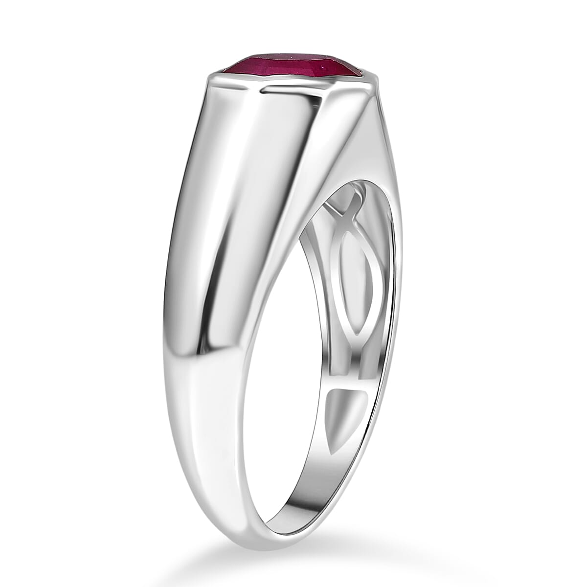 D'Joy African Ruby Solitaire Ring in Rhodium Overlay Sterling Silver 3.15 Ct.
