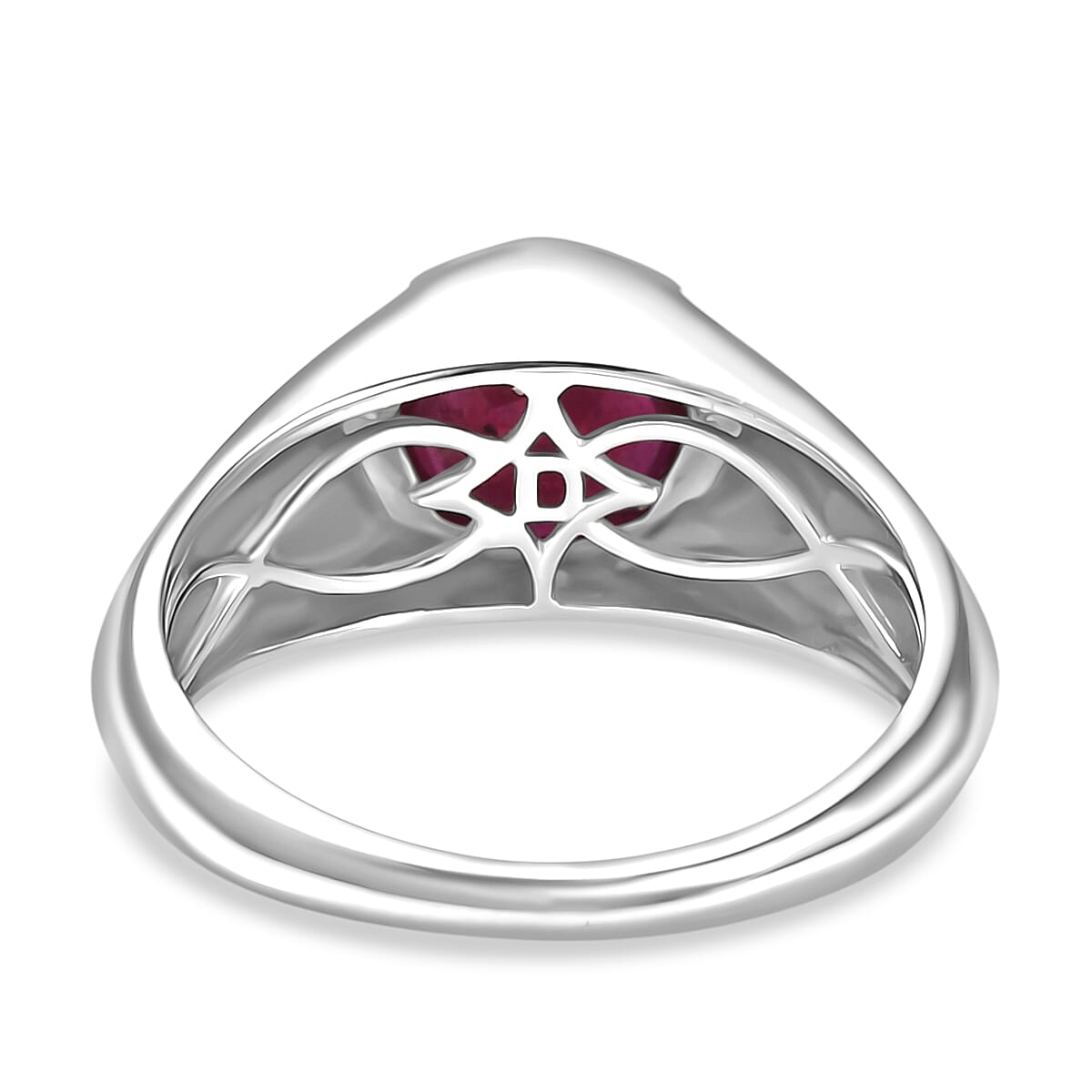 D'Joy African Ruby Solitaire Ring in Rhodium Overlay Sterling Silver 3.15 Ct.