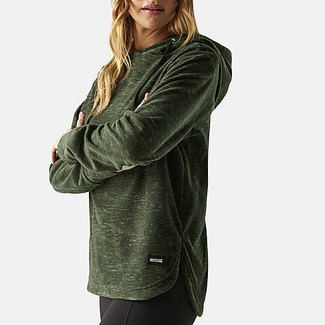 Regatta Womens Marl Fleece Hoodie (Size 14) - Dark Khaki
