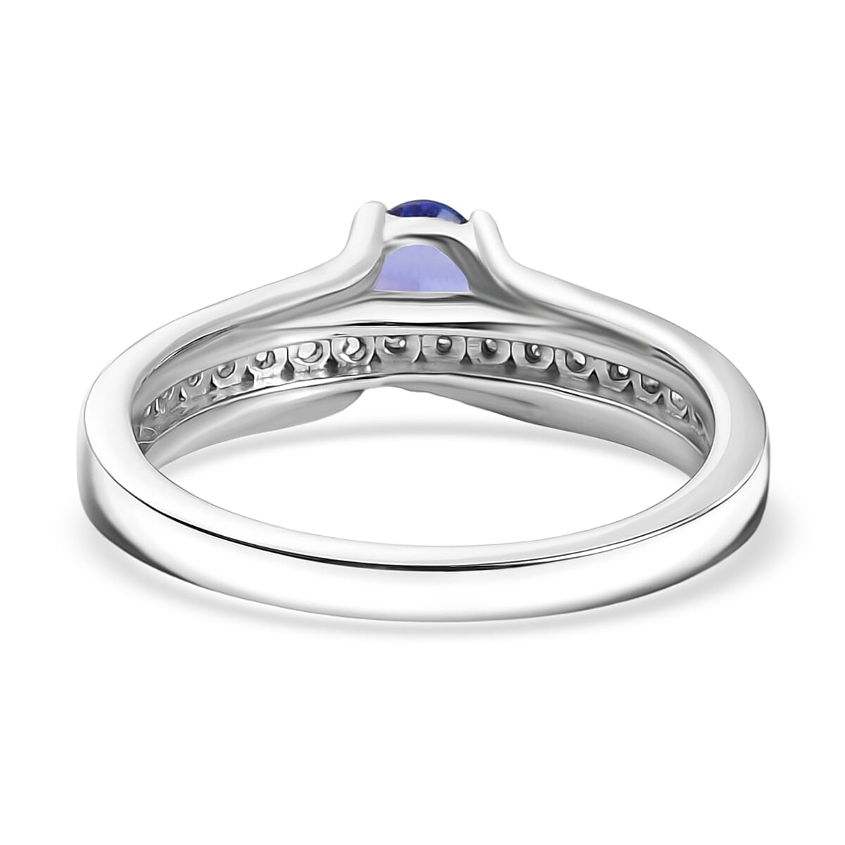 D'Joy Premium Tanzanite & White Zircon Ring in Platinum Overlay Sterling Silver 1.01 Ct.