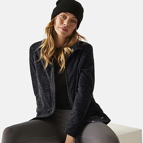 Regatta Womens Marl Knit Full-Zip Fleece (Size 14) - Black