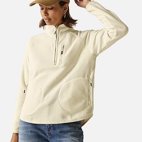 Regatta Womens Half Zip Fleece Sweatshirt With Pockets (Size 16) - Lightvanilla