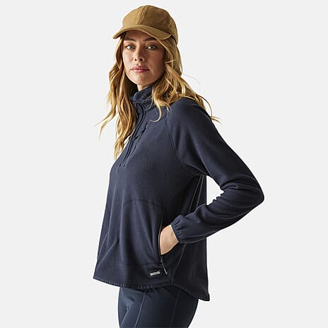 Regatta Womens Half Zip Fleece Sweatshirt With Pockets (Size 14) - Navy