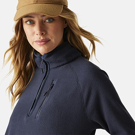 Regatta Womens Half Zip Fleece Sweatshirt With Pockets (Size 18) - Navy