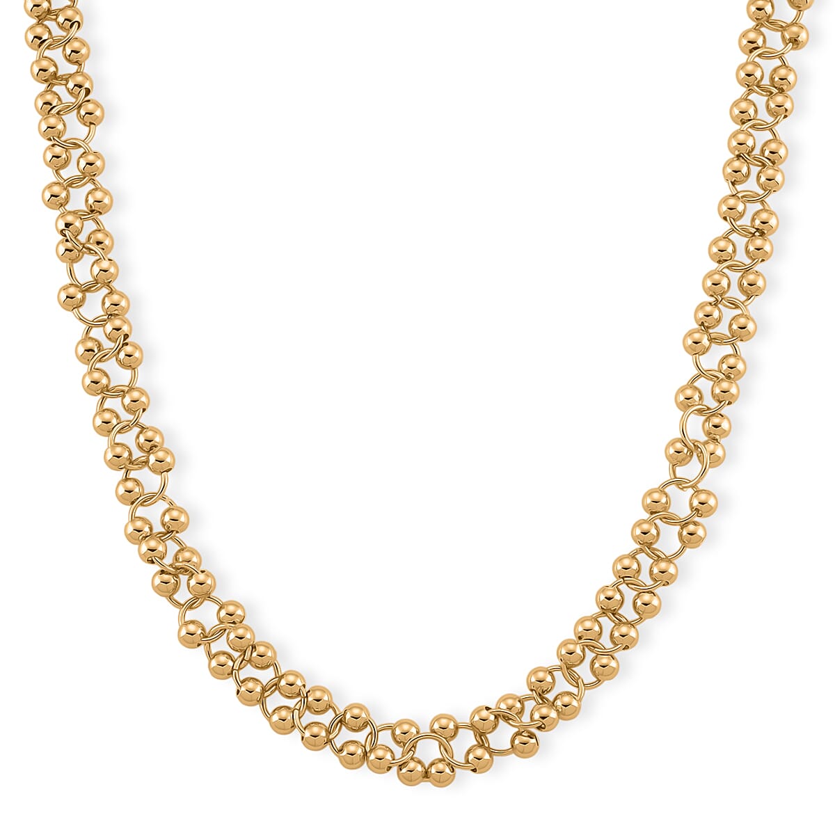 Beads Necklace (Size - 18-2 Ext) in Yellow Gold Tone