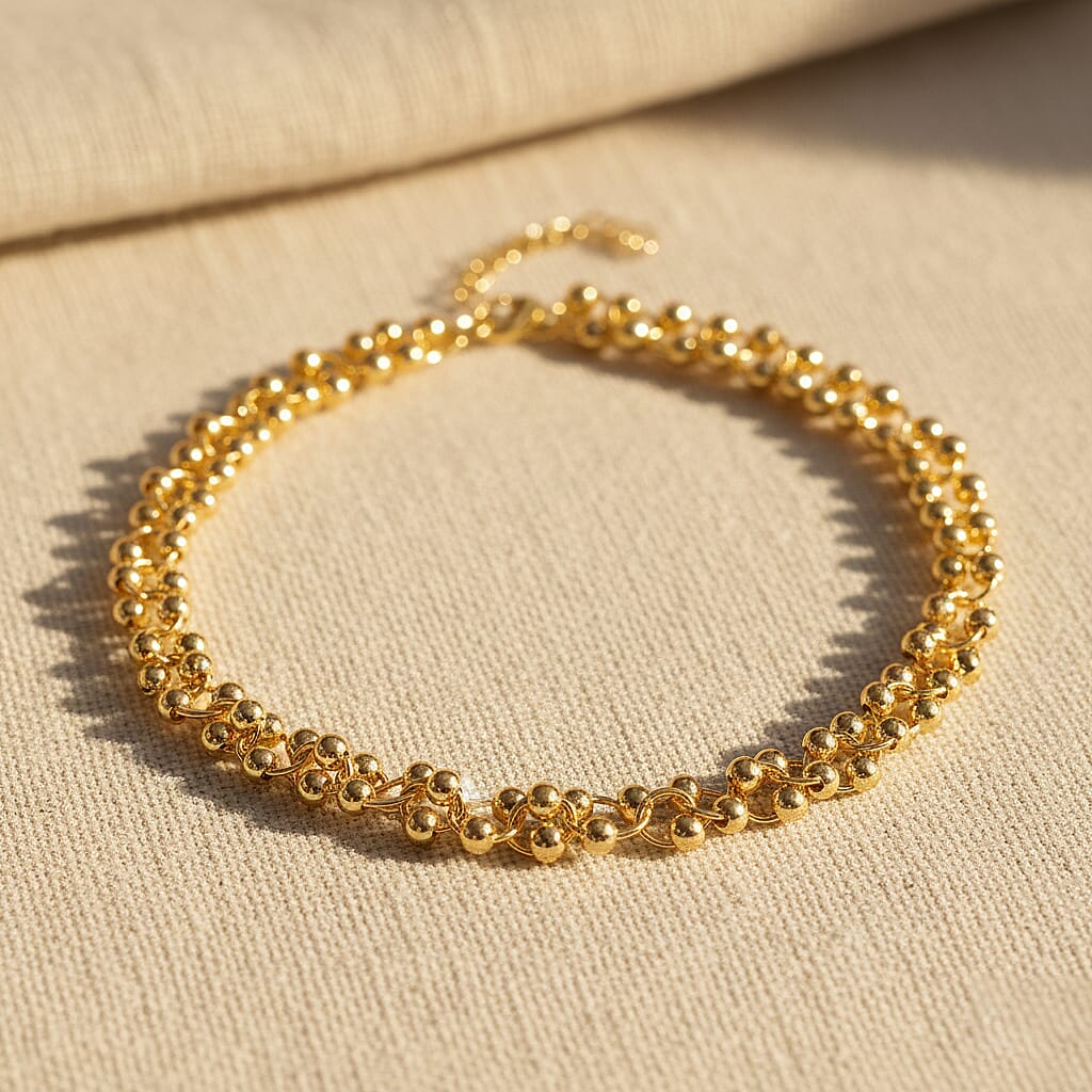 Beads Necklace (Size - 18-2 Ext) in Yellow Gold Tone