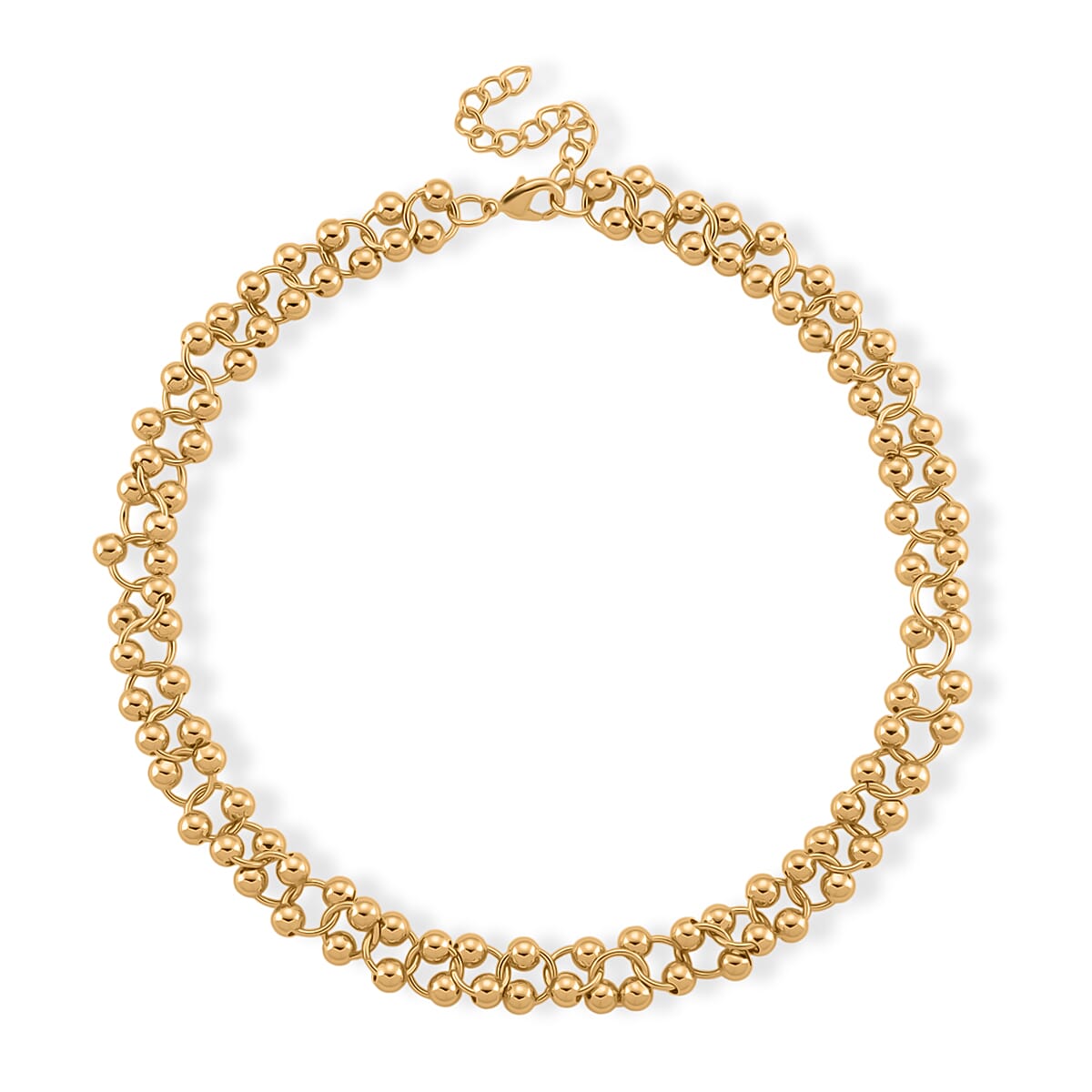 Beads Necklace (Size - 18-2 Ext) in Yellow Gold Tone
